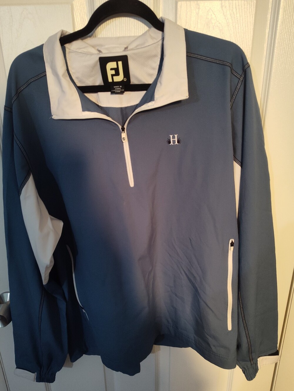 FootJoy Blue and White Half-Zip Golf Pullover